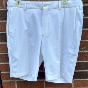 Peter Millar White Flat Front Shorts